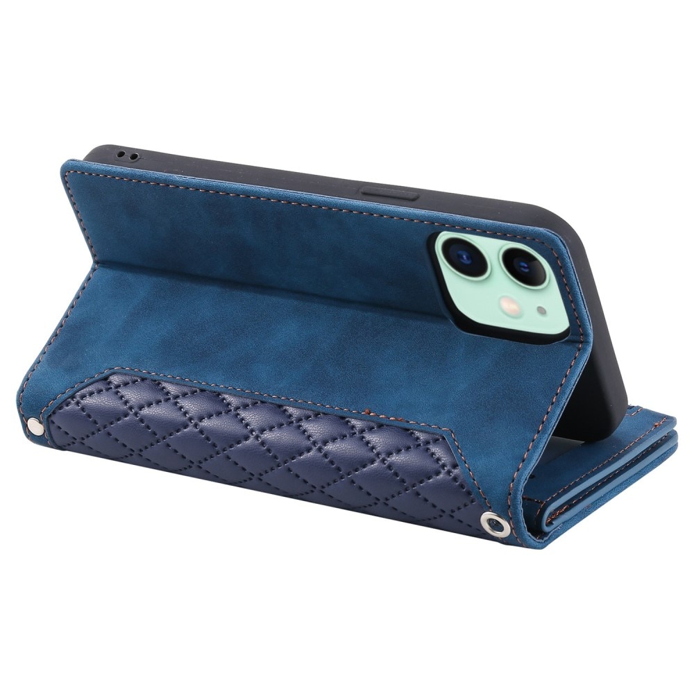 Étui portefeuille matelassée pour iPhone 11, Bleu
