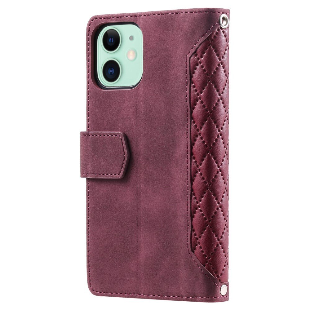 Étui portefeuille matelassée pour iPhone 11, Rouge