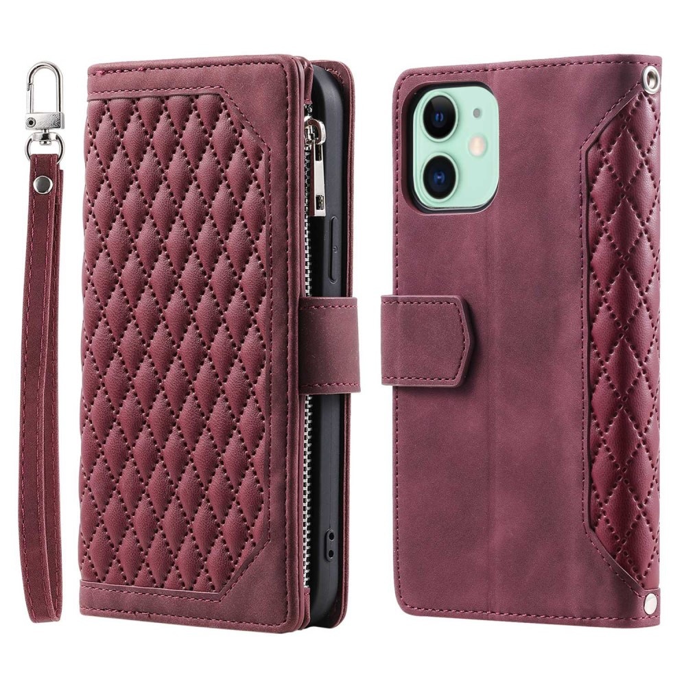 Étui portefeuille matelassée pour iPhone 11, Rouge