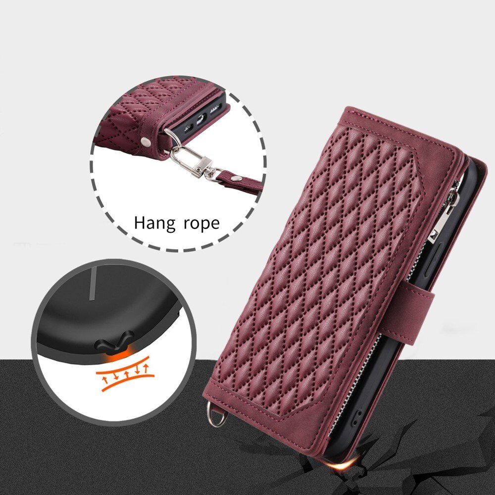 Étui portefeuille matelassée pour iPhone 11, Rouge