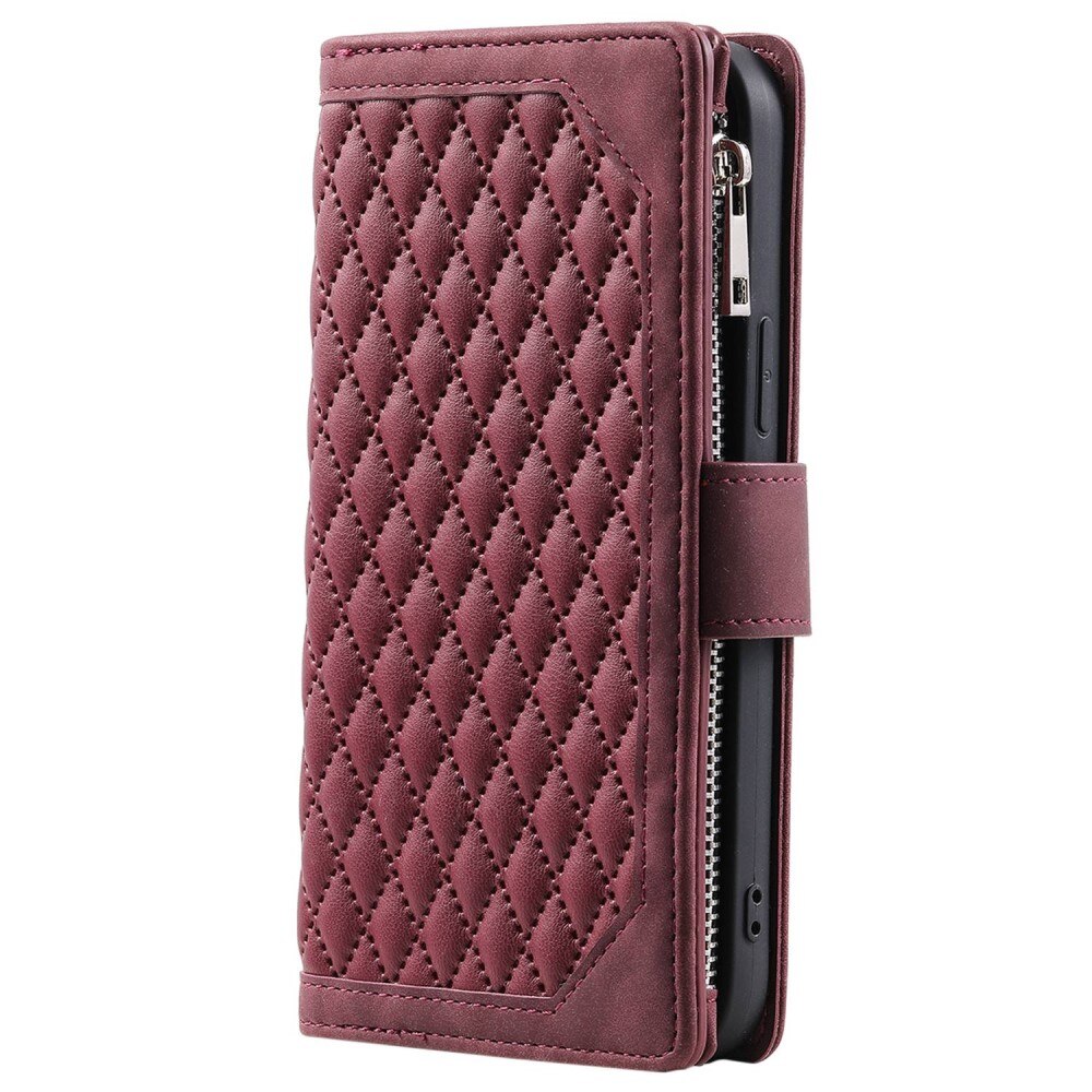 Étui portefeuille matelassée pour iPhone 11, Rouge