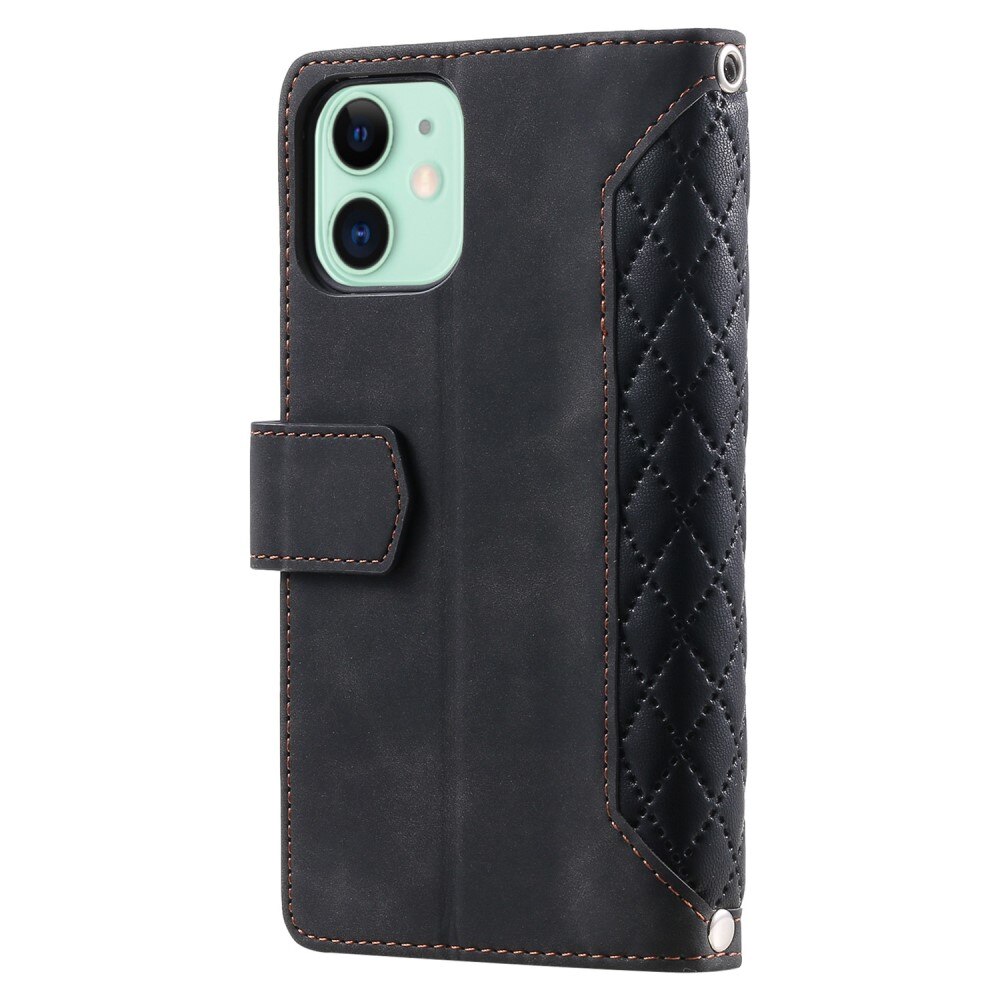 Étui portefeuille matelassée pour iPhone 11, Noir
