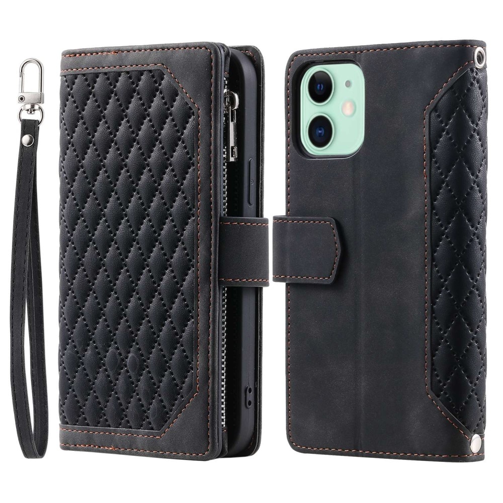 Étui portefeuille matelassée pour iPhone 11, Noir