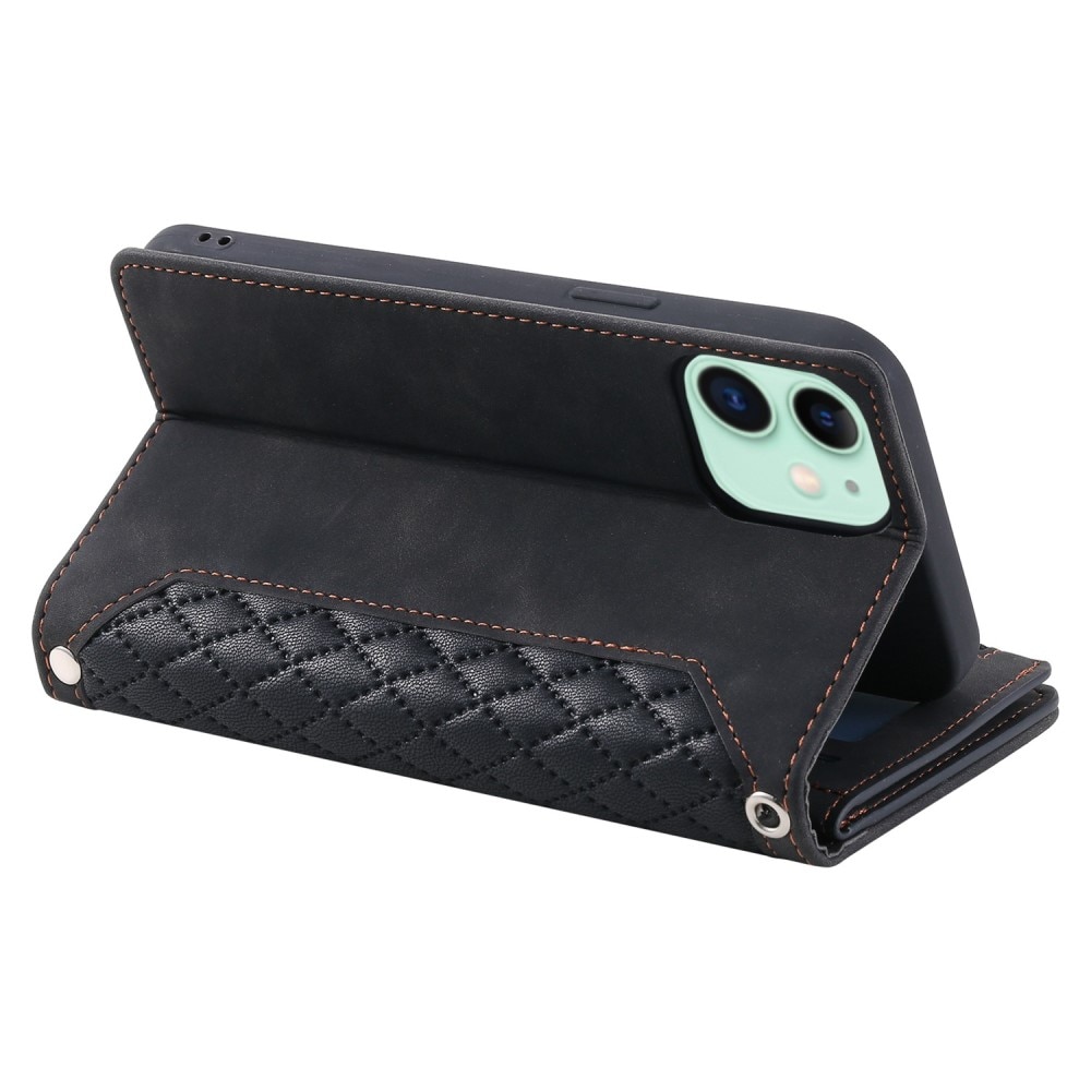 Étui portefeuille matelassée pour iPhone 11, noir
