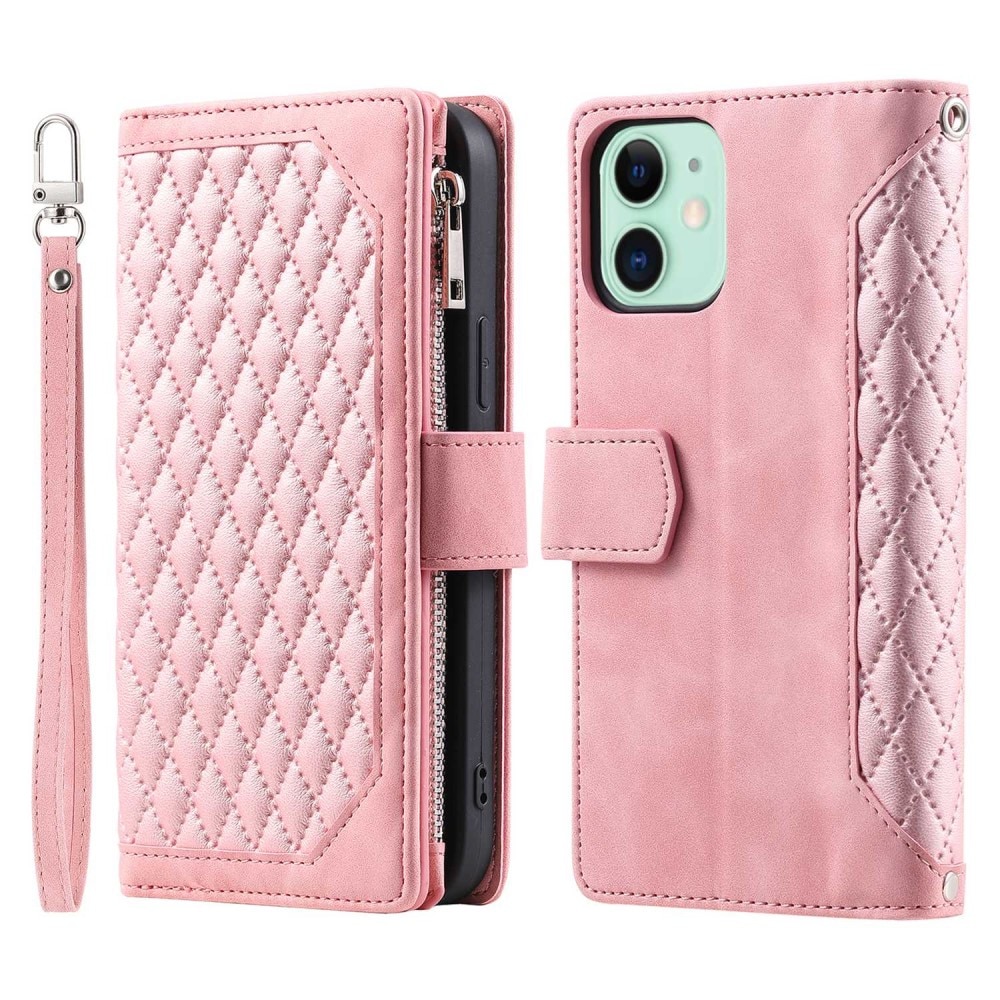 Étui portefeuille matelassée pour iPhone 11, rose