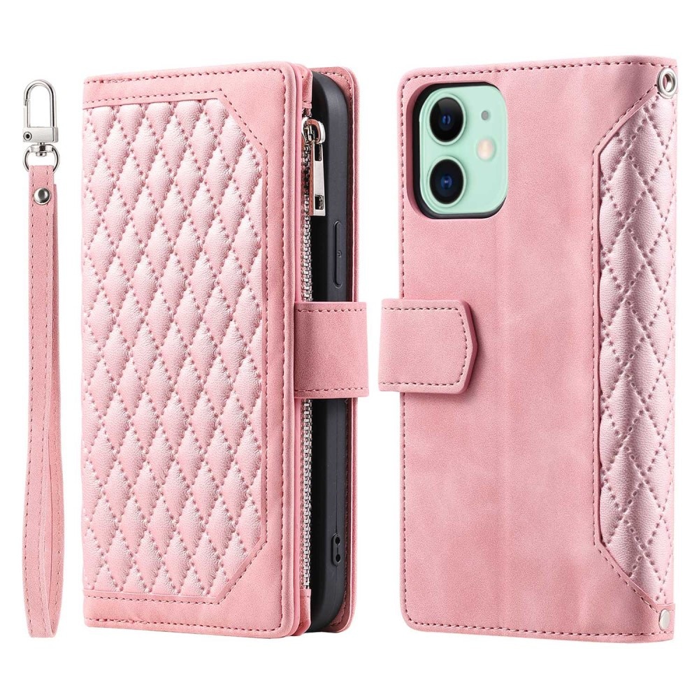 Étui portefeuille matelassée pour iPhone 11, Rose