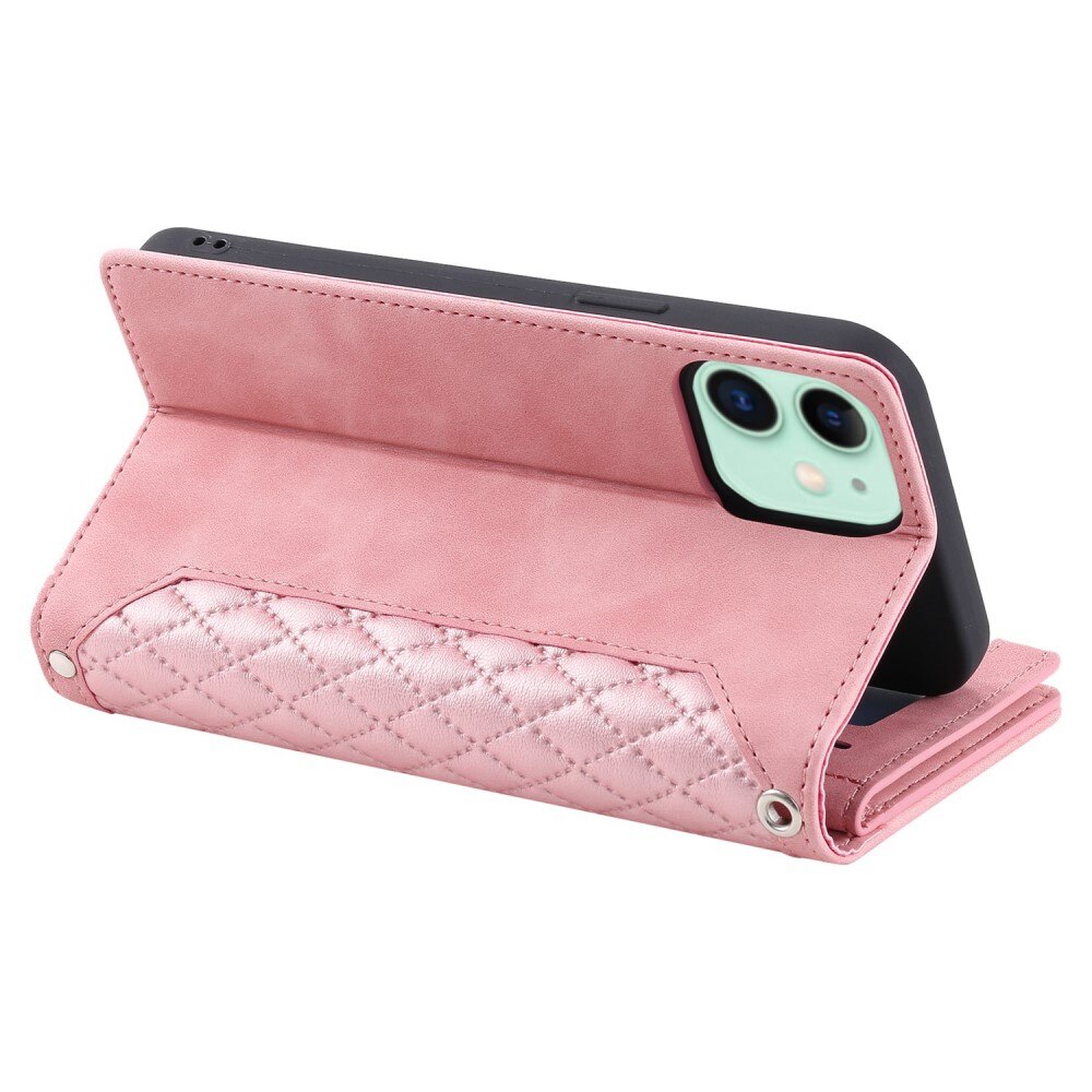 Étui portefeuille matelassée pour iPhone 11, rose