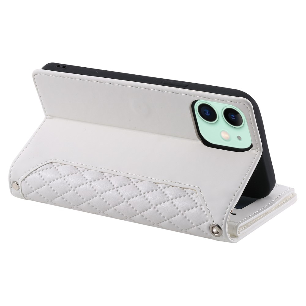 Étui portefeuille matelassée pour iPhone 11, blanc