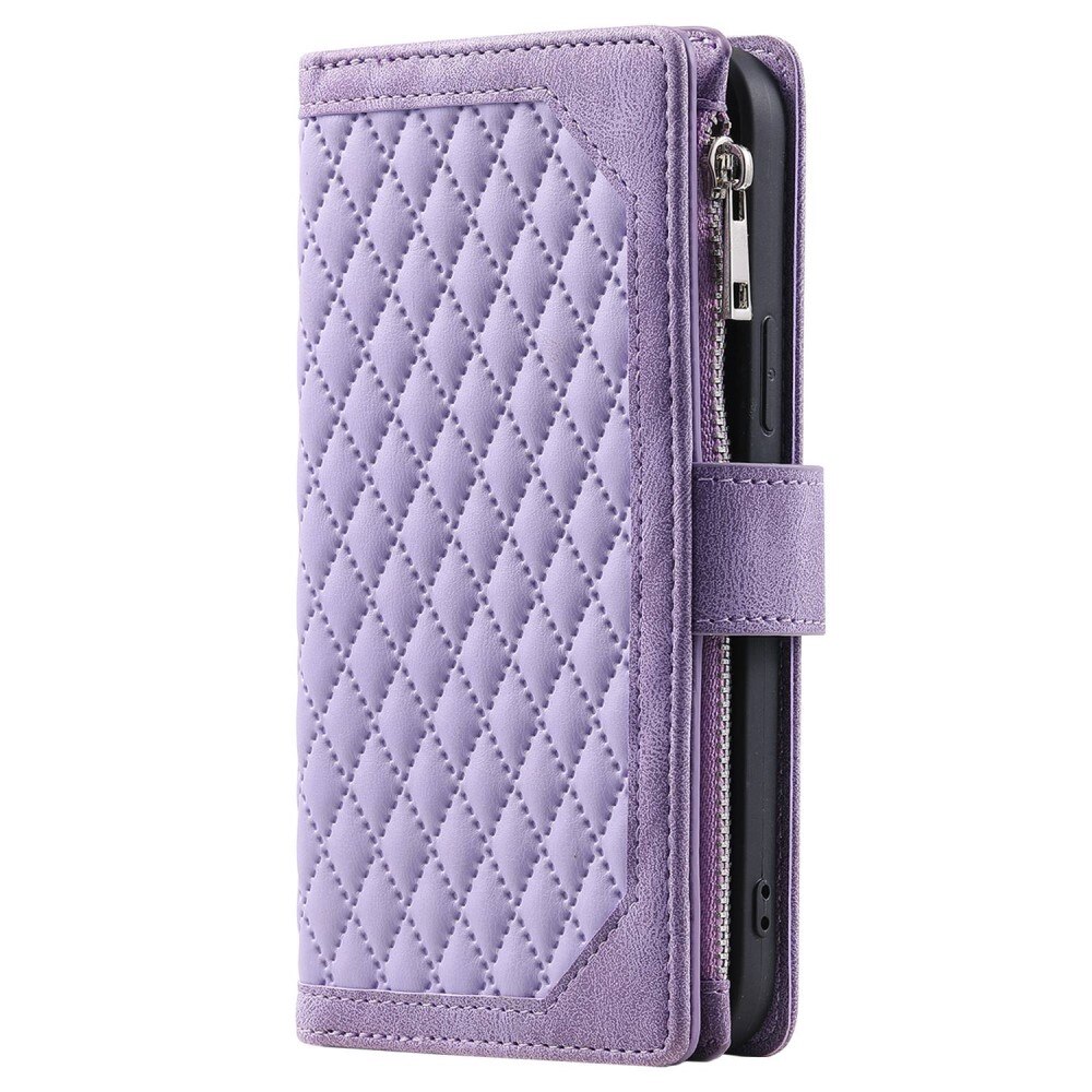 Étui portefeuille matelassée pour iPhone 13 Pro, violet