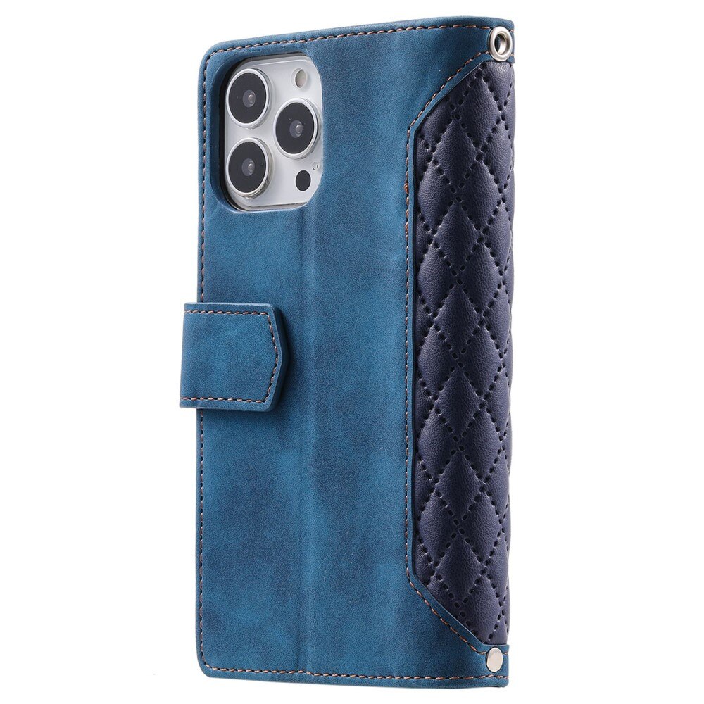 Étui portefeuille matelassée pour Apple iPhone 13 Pro, Bleu