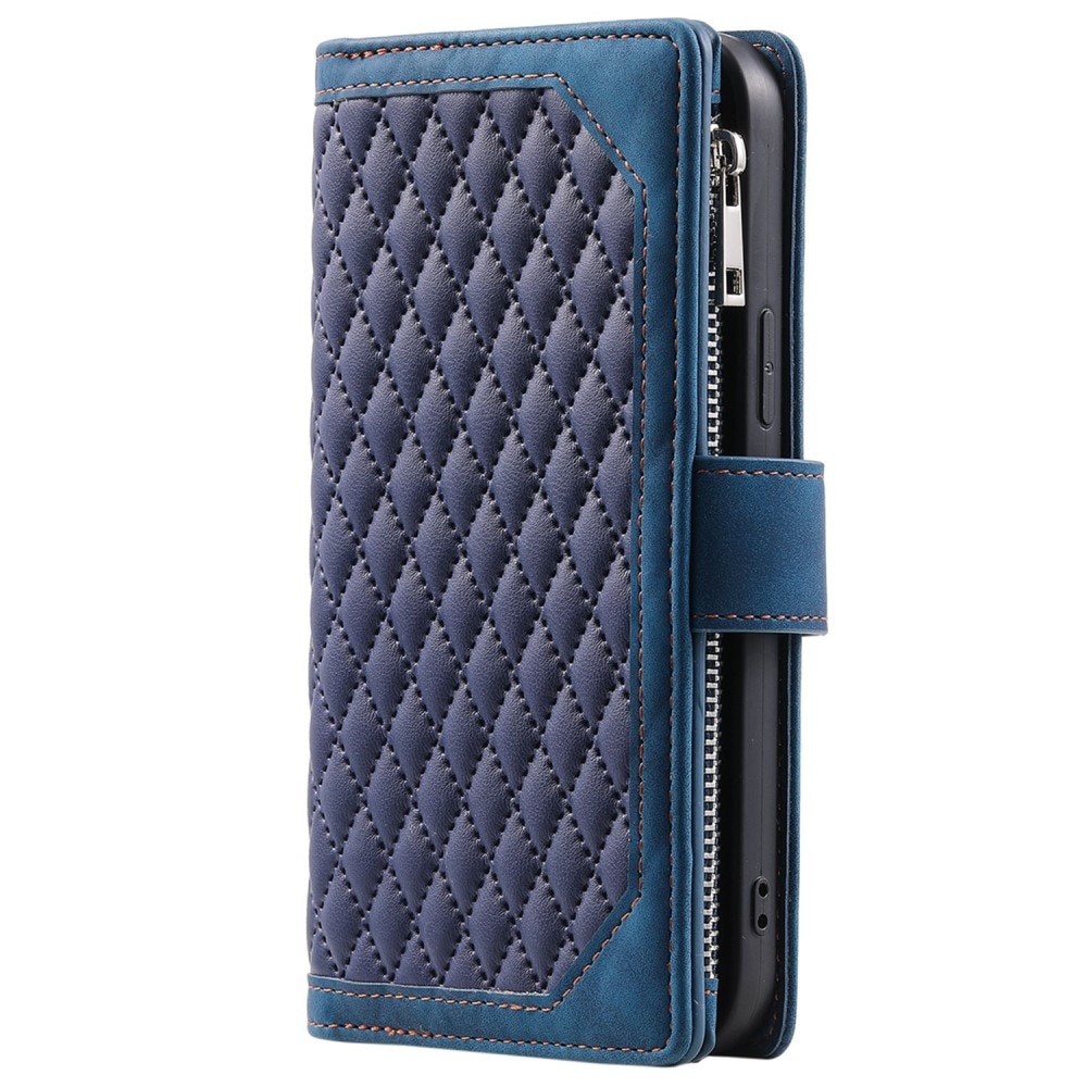 Étui portefeuille matelassée pour iPhone 13 Pro, bleu
