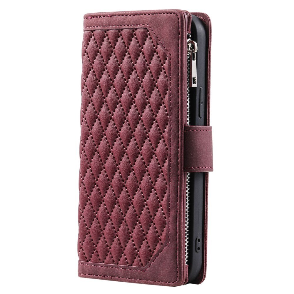 Étui portefeuille matelassée pour Apple iPhone 13 Pro, Rouge