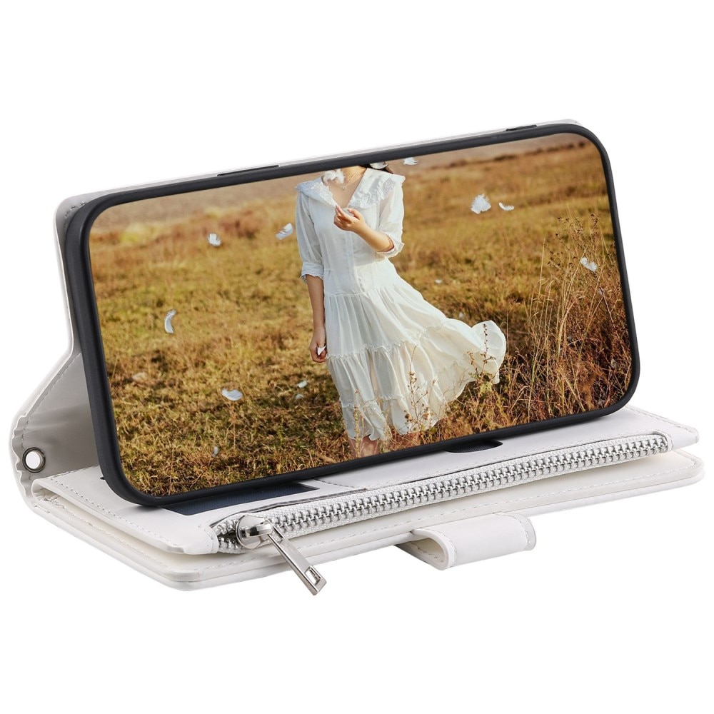 Étui portefeuille matelassée pour iPhone 13 Pro, Blanc