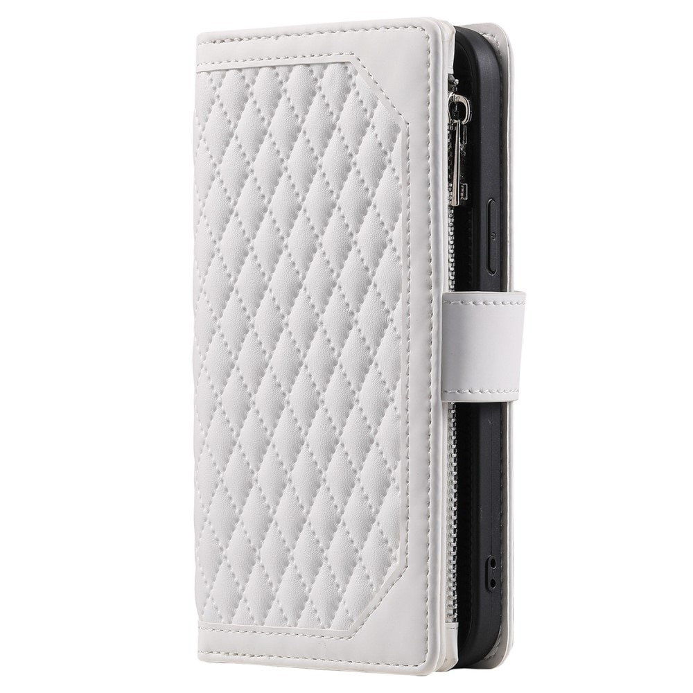 Étui portefeuille matelassée pour iPhone 13 Pro, blanc