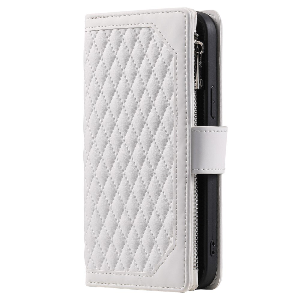 Étui portefeuille matelassée pour iPhone 13 Pro, Blanc