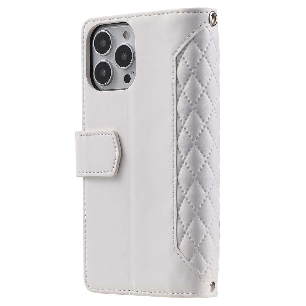 Étui portefeuille matelassée pour iPhone 13 Pro, Blanc
