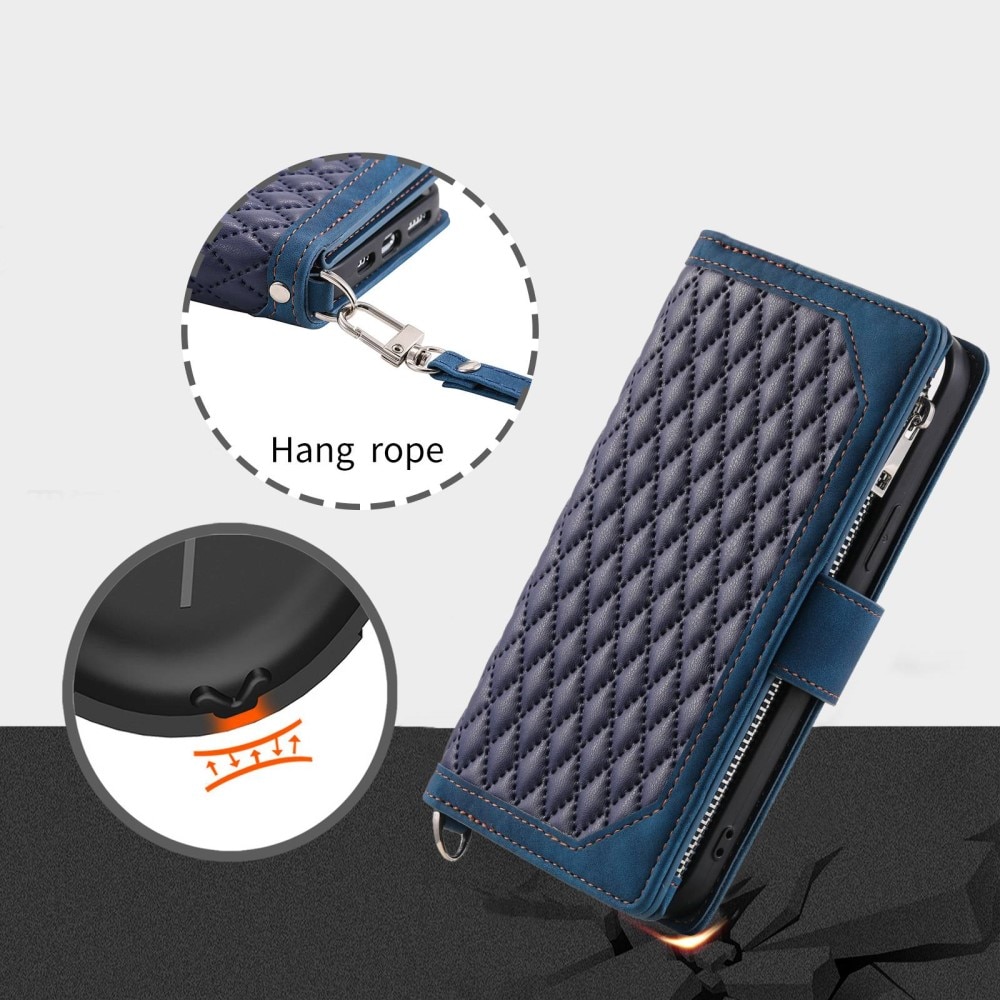 Étui portefeuille matelassée pour iPhone 14 Pro Max, bleu