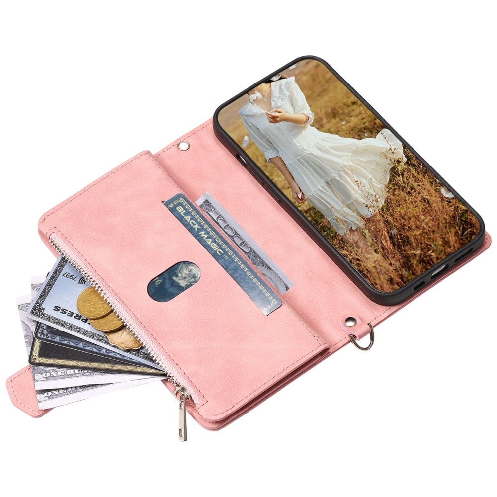 Étui portefeuille matelassée pour iPhone 14 Pro Max, rose
