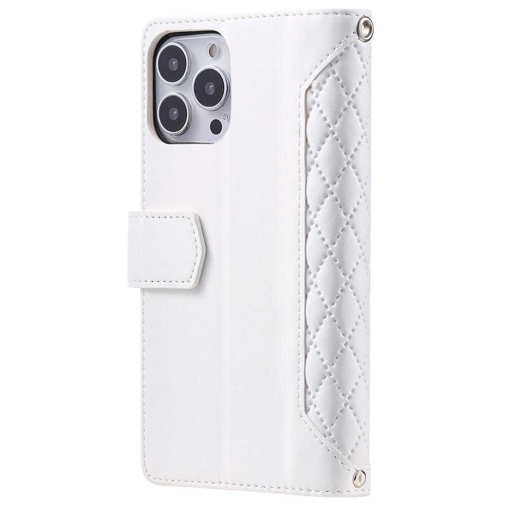 Étui portefeuille matelassée pour iPhone 14 Pro Max, Blanc
