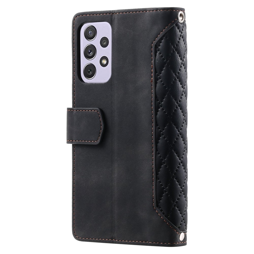 Étui portefeuille matelassée pour Samsung Galaxy A52/A52s, noir