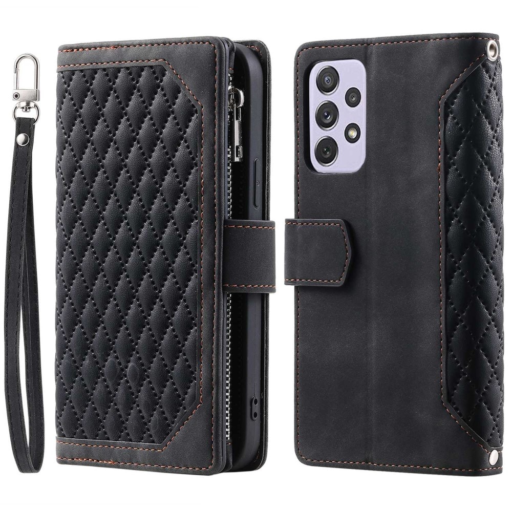 Étui portefeuille matelassée pour Samsung Galaxy A52/A52s, noir