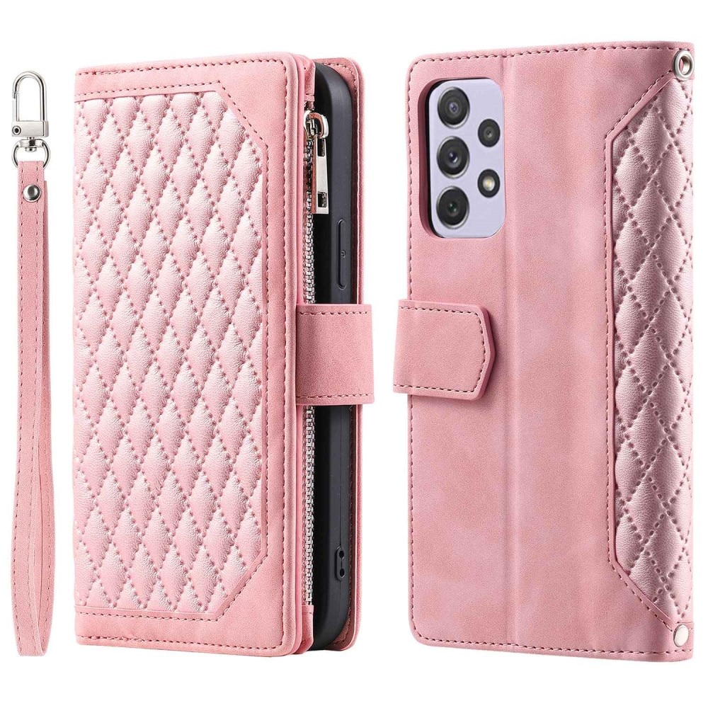Étui portefeuille matelassée pour Samsung Galaxy A52 5G, Rose