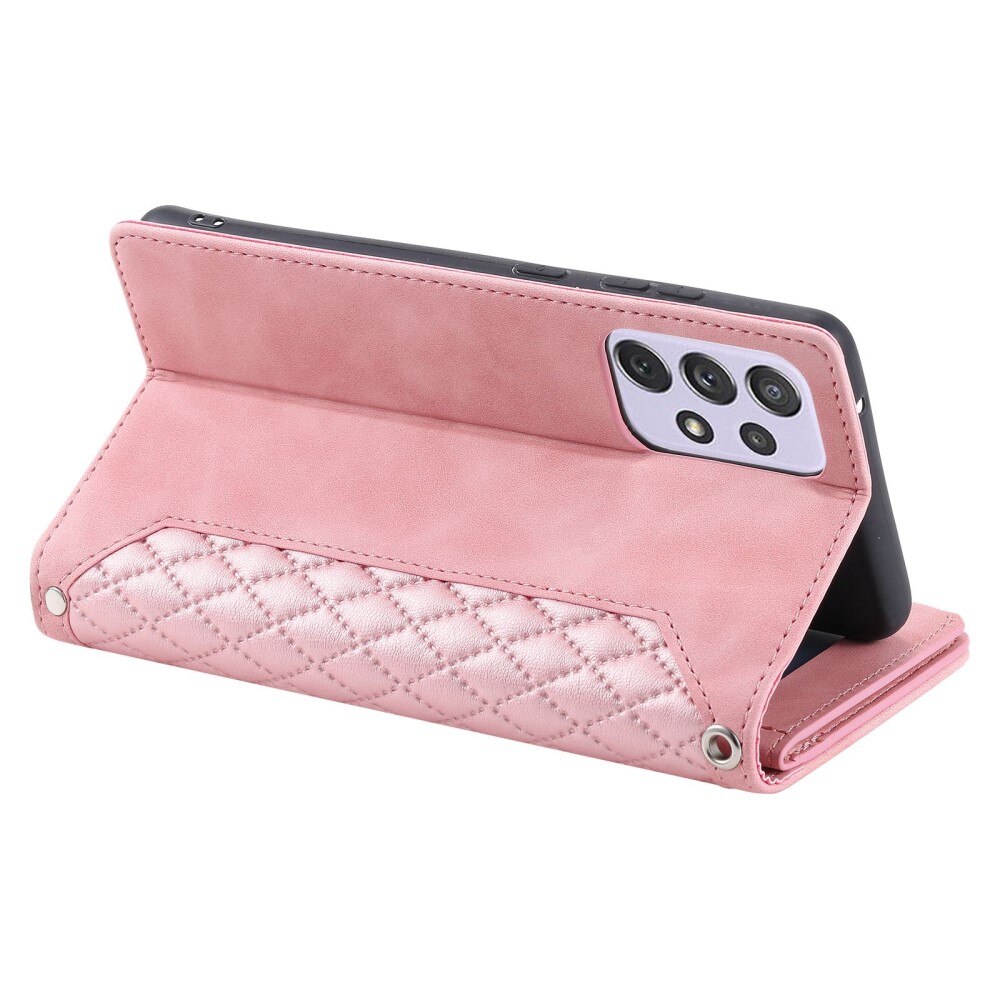 Étui portefeuille matelassée pour Samsung Galaxy A52 5G, Rose