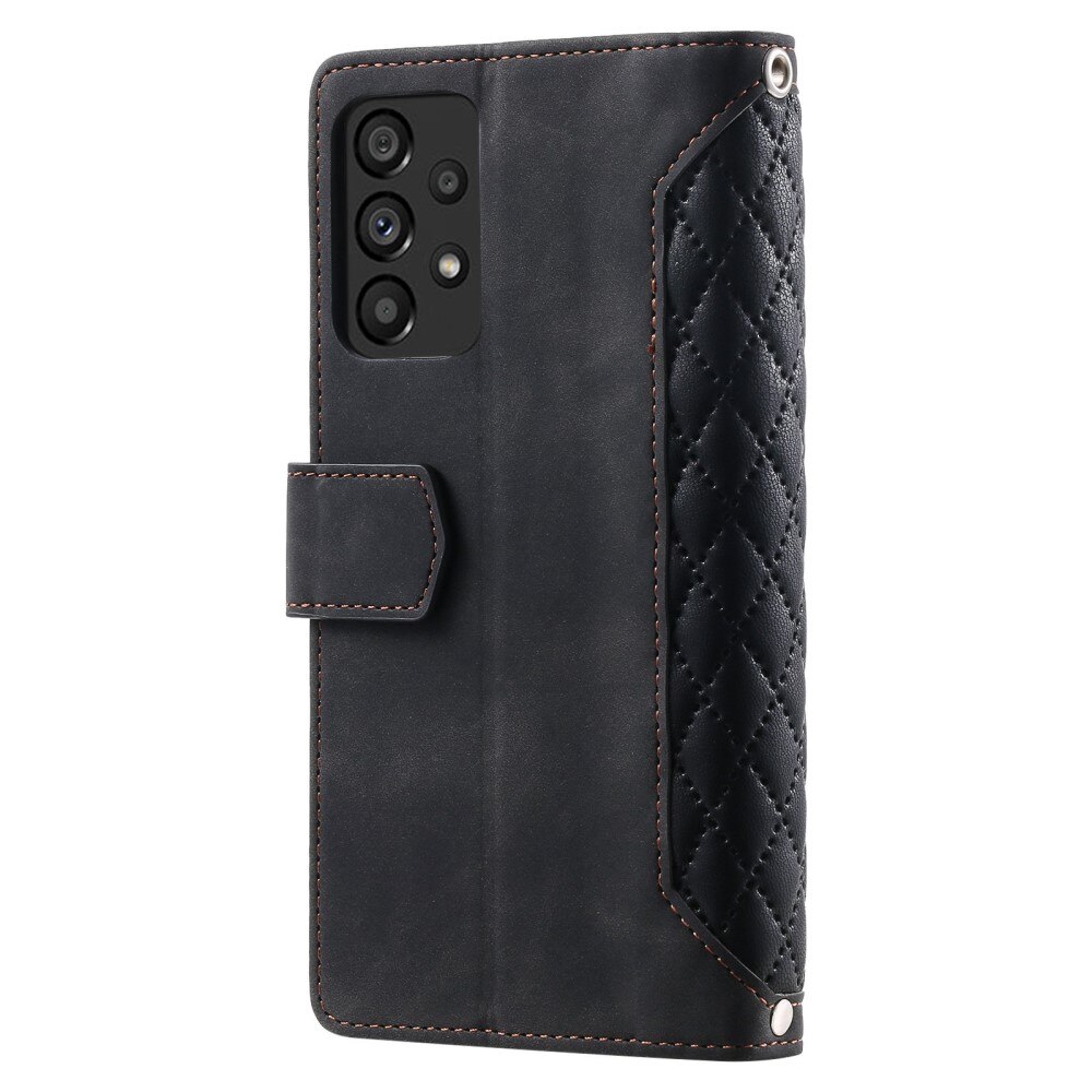 Étui portefeuille matelassée pour Samsung Galaxy A53, Noir