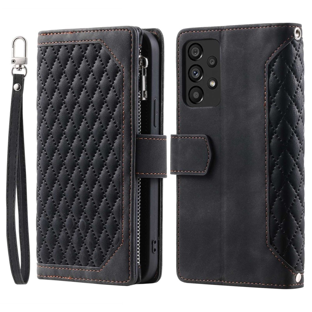 Étui portefeuille matelassée pour Samsung Galaxy A53, noir