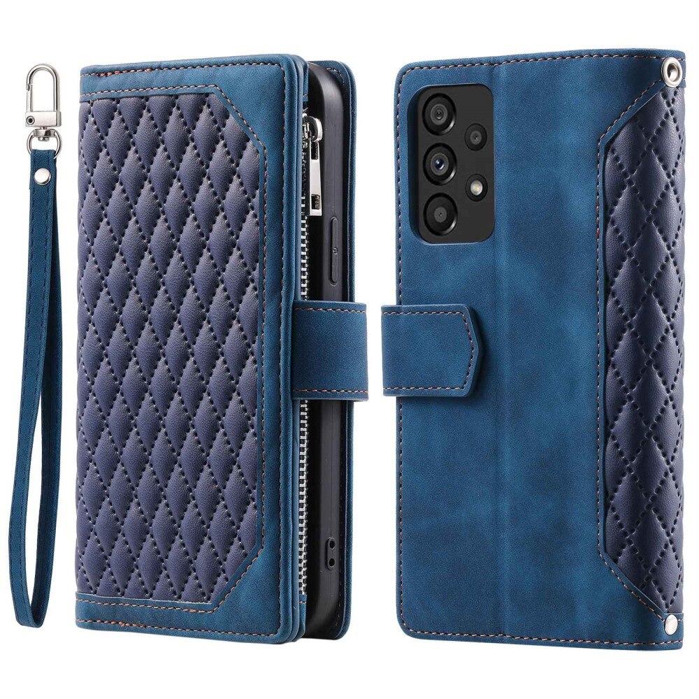 Étui portefeuille matelassée pour Samsung Galaxy A53, bleu