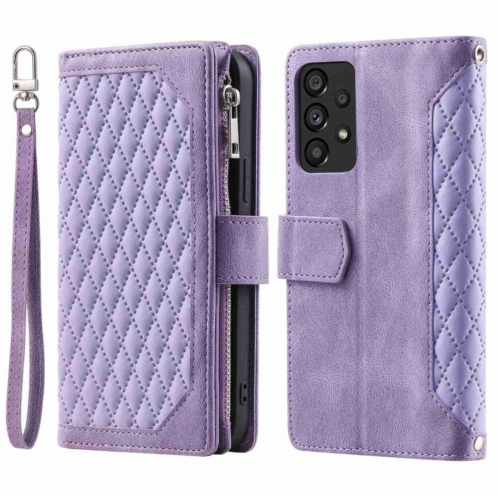 Étui portefeuille matelassée pour Samsung Galaxy A53, violet