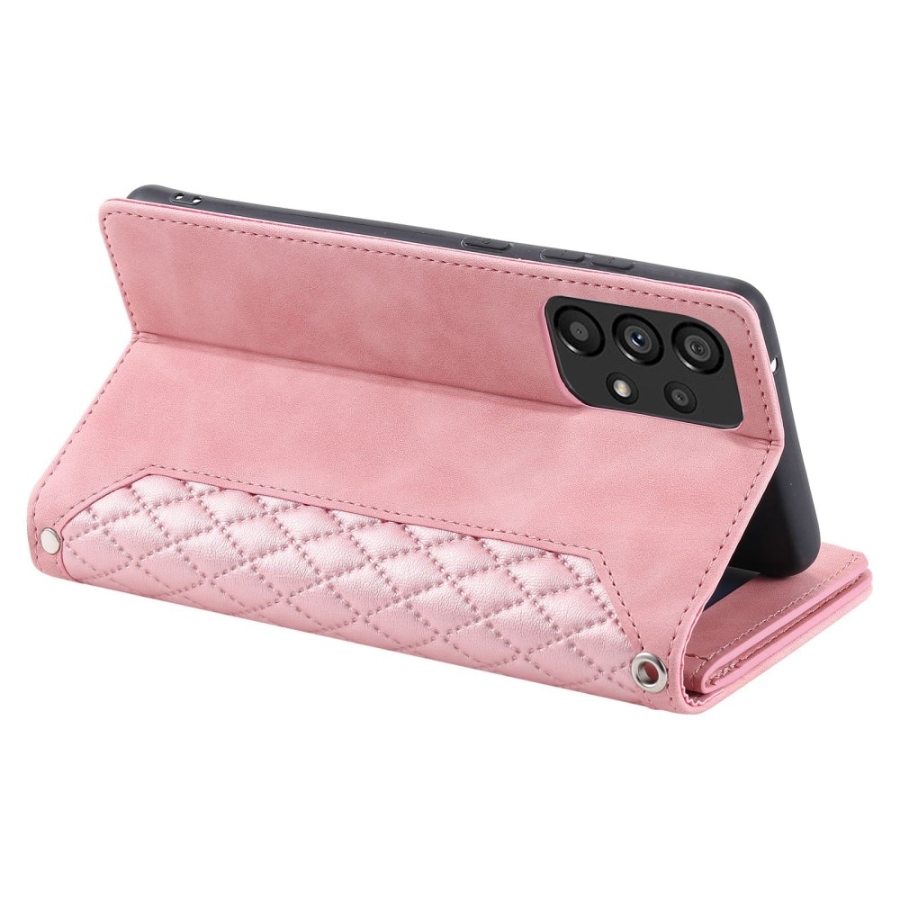 Étui portefeuille matelassée pour Samsung Galaxy A53, rose