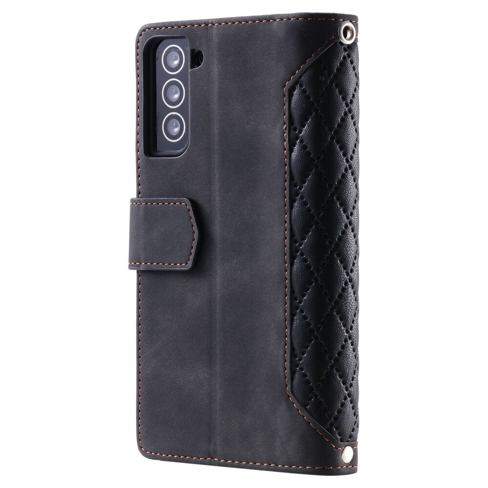 Étui portefeuille matelassée pour Samsung Galaxy S22, Noir