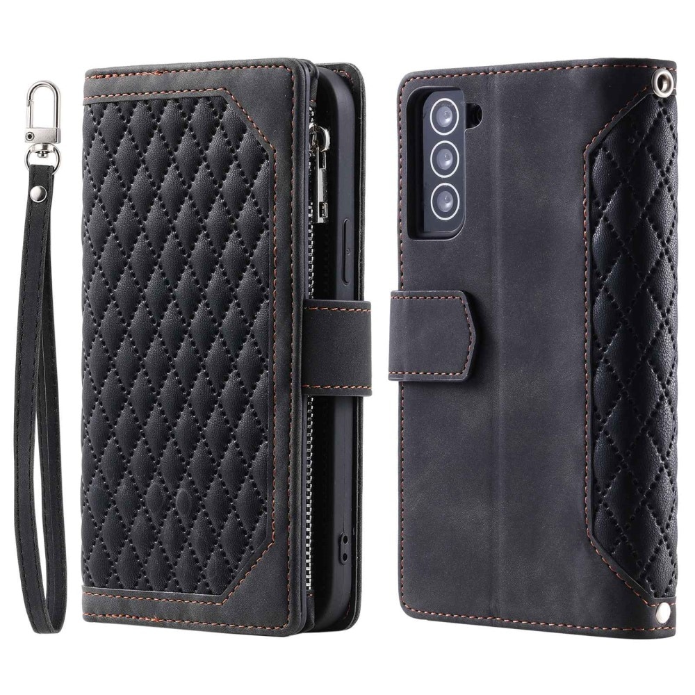 Étui portefeuille matelassée pour Samsung Galaxy S22, noir