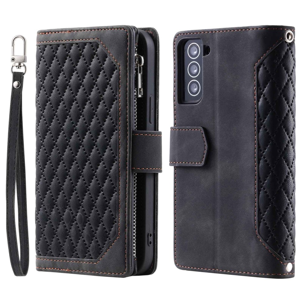Étui portefeuille matelassée pour Samsung Galaxy S22, Noir