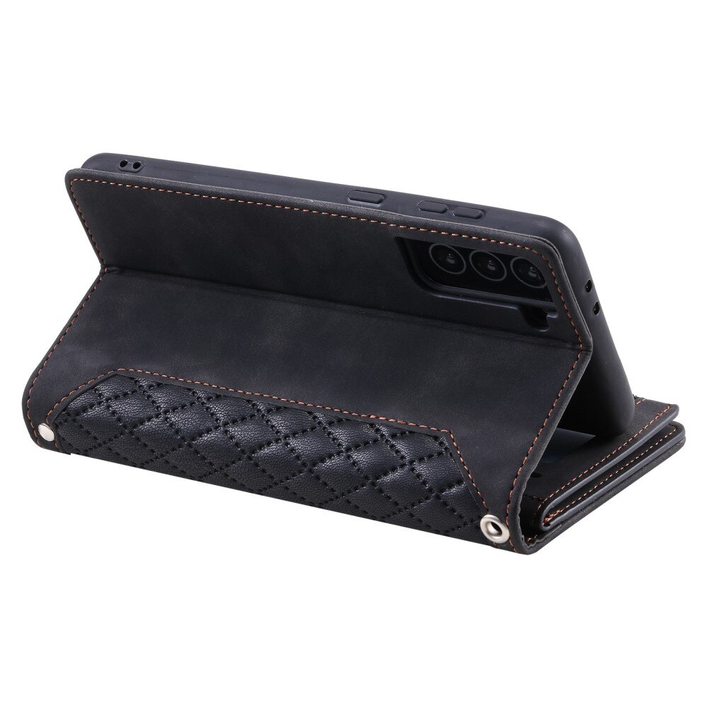 Étui portefeuille matelassée pour Samsung Galaxy S22, Noir