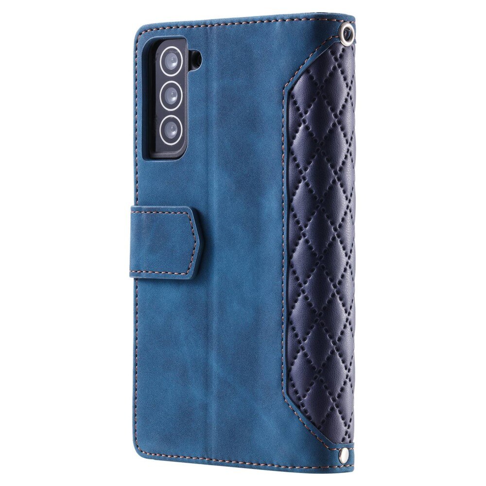 Étui portefeuille matelassée pour Samsung Galaxy S22, Bleu
