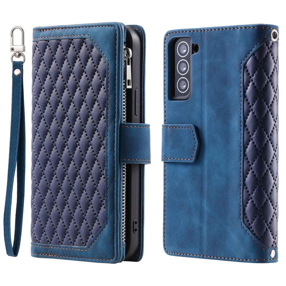 Étui portefeuille matelassée pour Samsung Galaxy S22, Bleu
