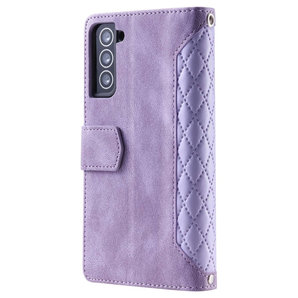 Étui portefeuille matelassée pour Samsung Galaxy S22, violet