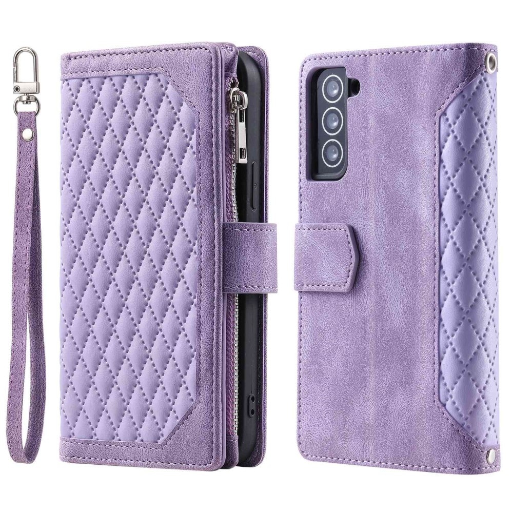 Étui portefeuille matelassée pour Samsung Galaxy S22, violet