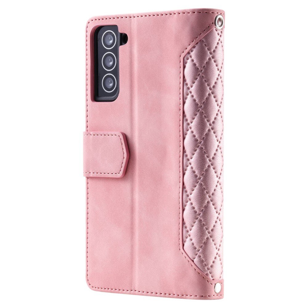 Étui portefeuille matelassée pour Samsung Galaxy S22, Rose