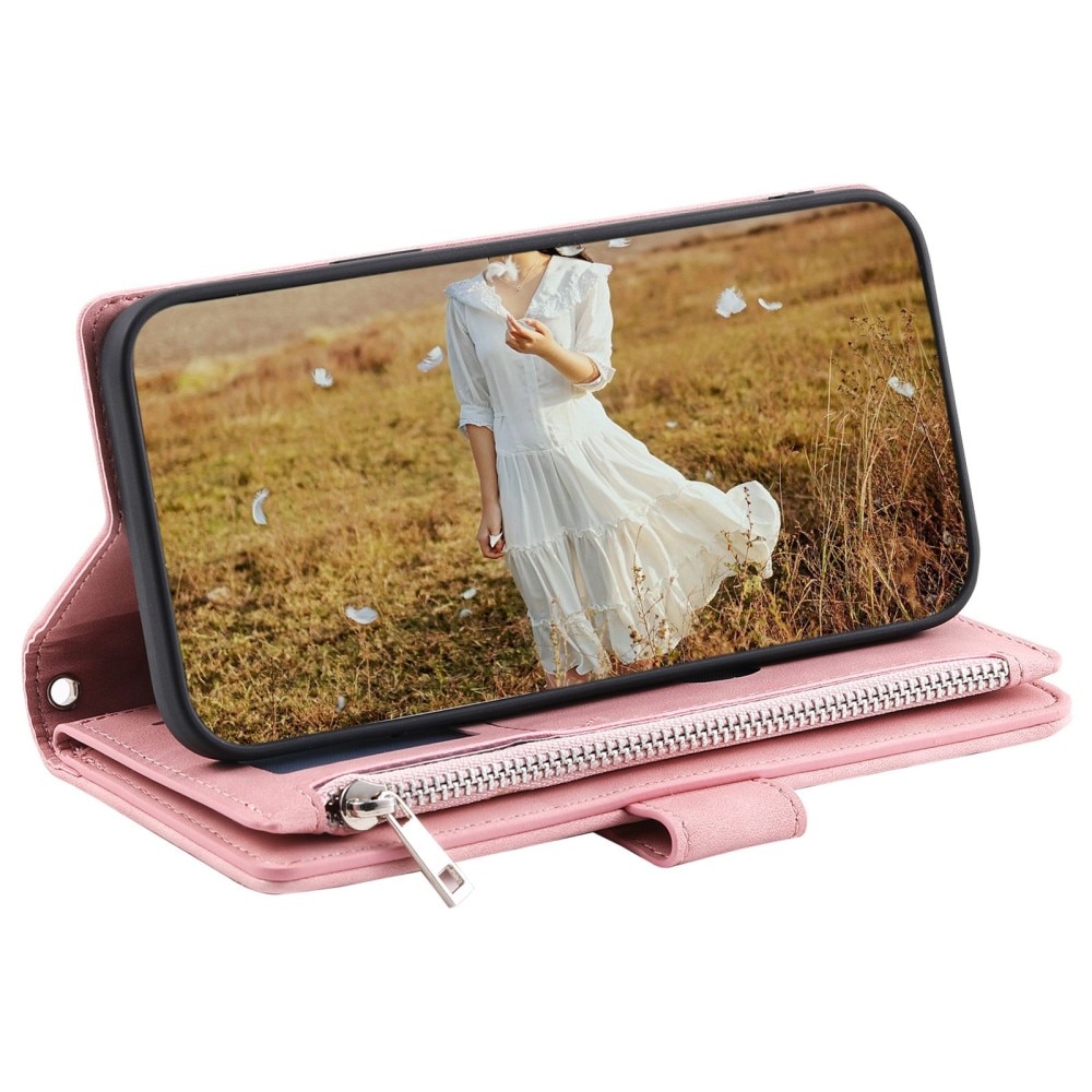 Étui portefeuille matelassée pour Samsung Galaxy S22, rose