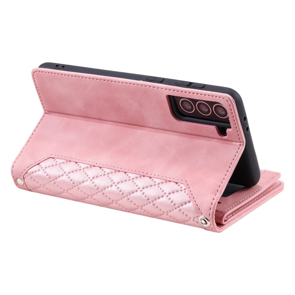 Étui portefeuille matelassée pour Samsung Galaxy S22, Rose