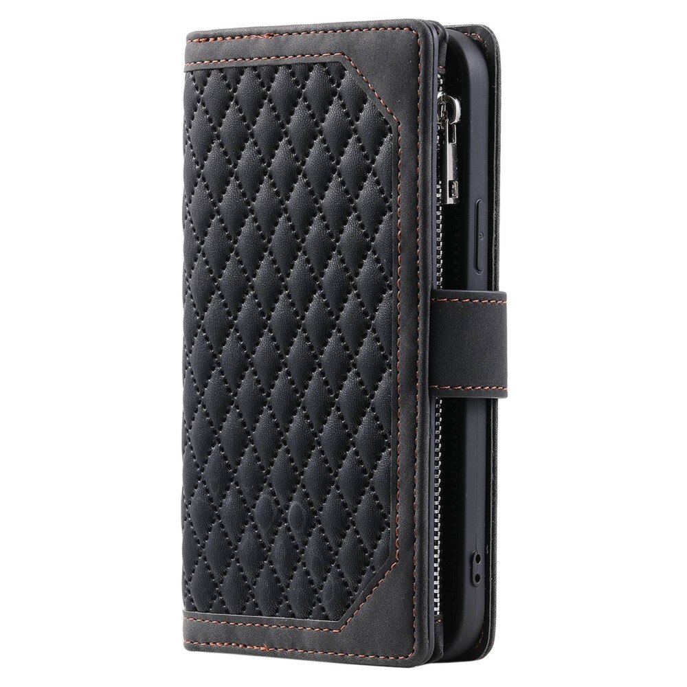 Étui portefeuille matelassée pour Samsung Galaxy S22 Ultra, Noir