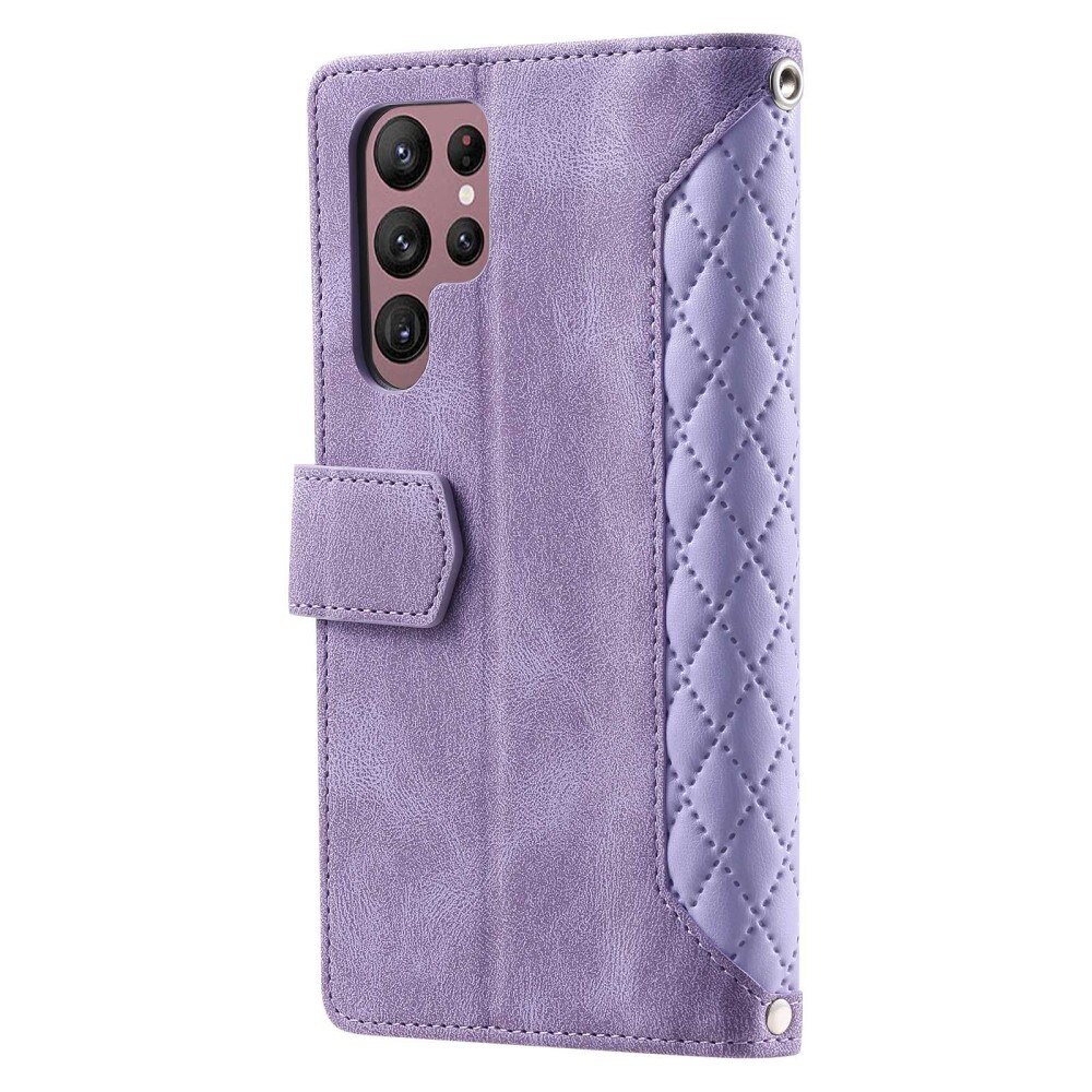 Étui portefeuille matelassée pour Samsung Galaxy S22 Ultra, Violet