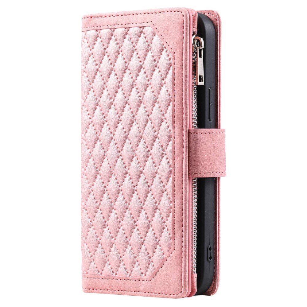 Étui portefeuille matelassée pour Samsung Galaxy S22 Ultra, Rose
