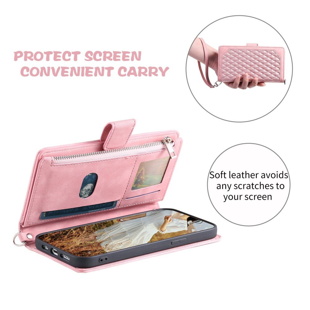 Étui portefeuille matelassée pour Samsung Galaxy S22 Ultra, Rose