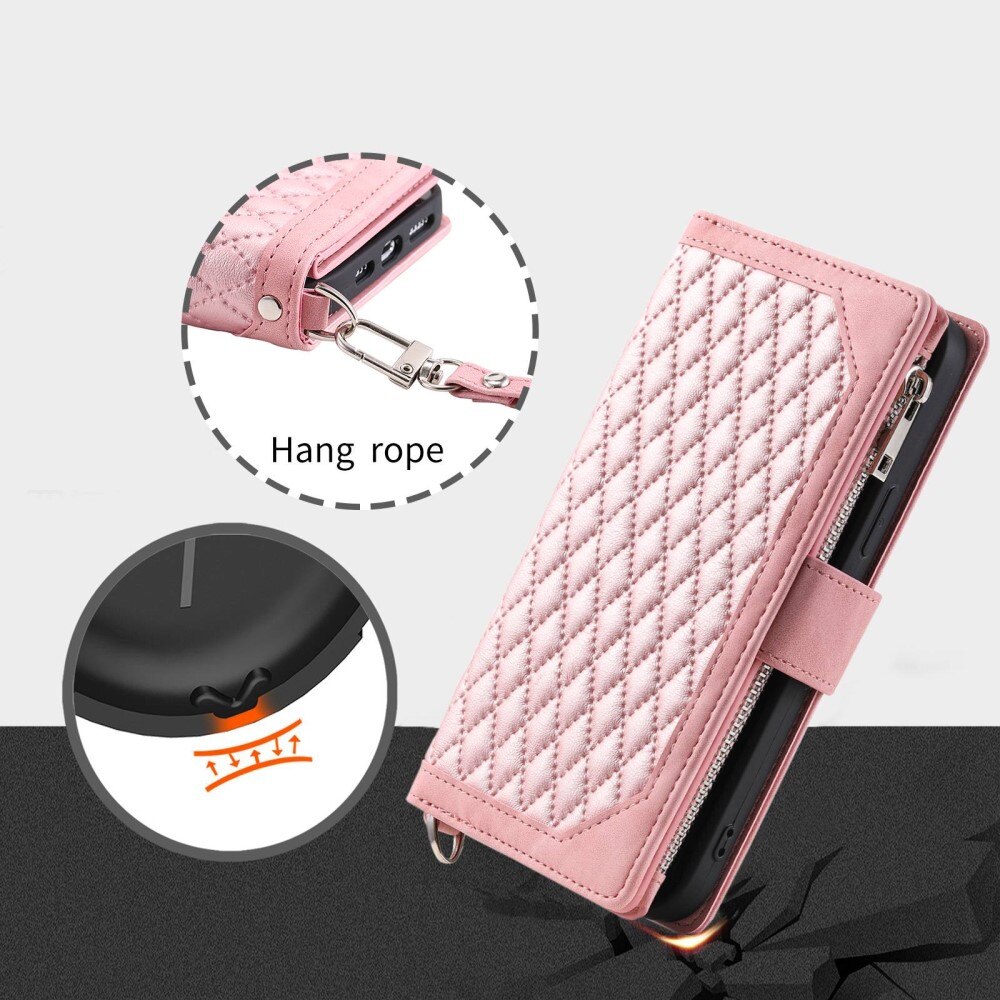 Étui portefeuille matelassée pour Samsung Galaxy S22 Ultra, Rose