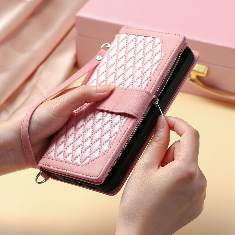 Étui portefeuille matelassée pour Samsung Galaxy S22 Ultra, Rose