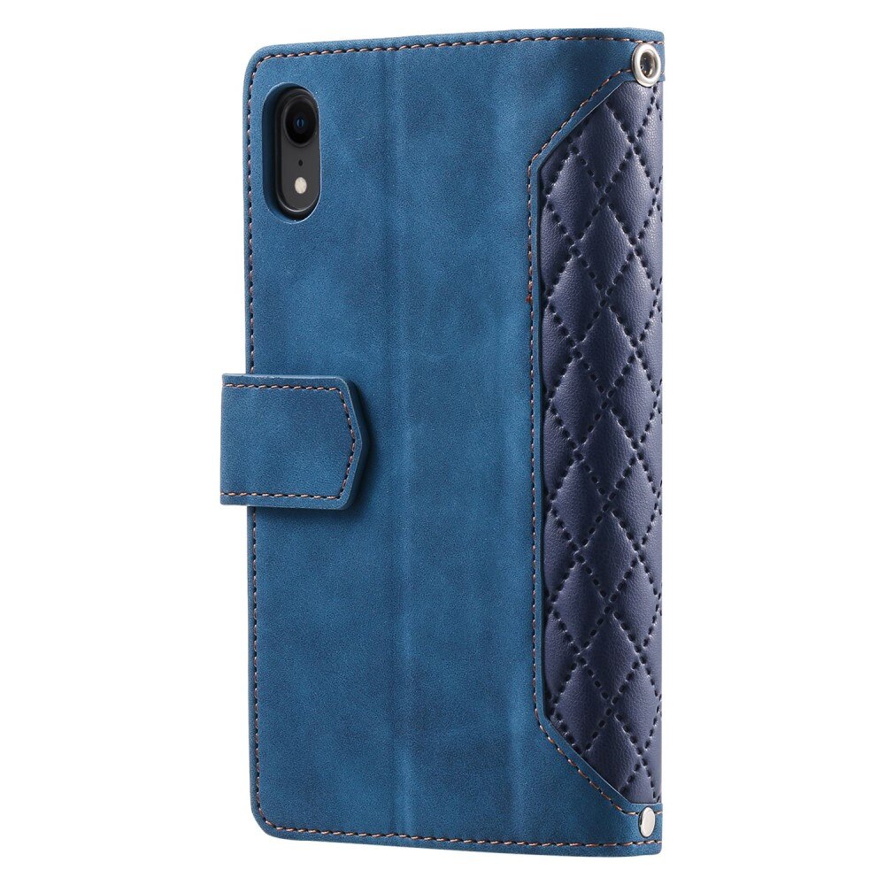 Étui portefeuille matelassée pour iPhone Xr, Bleu